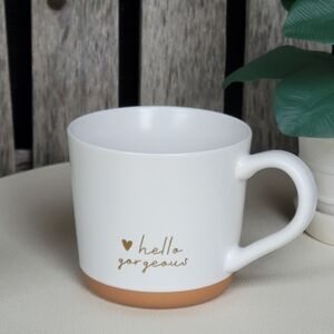 Threshold Elegant White and Tan Mug with Gold Detail Hello Gorgeous